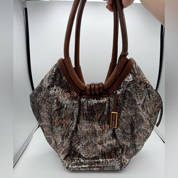 Jimmy Choo Snake Print Sequin Shoulder Bag - Picture 1 of 9
